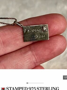 💌 STAMPED 925 STERLING SILVER “I LOVE YOU” LETTER/ENVELOPE PENDANT NECKLACE